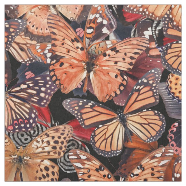 Tissu Papillons orange (Échantillon)