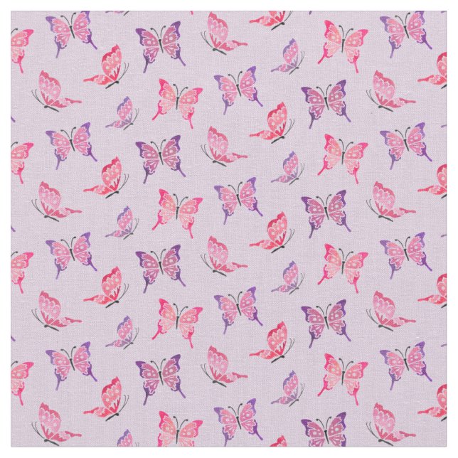 Tissu Papillons roses et violets (Fermer)