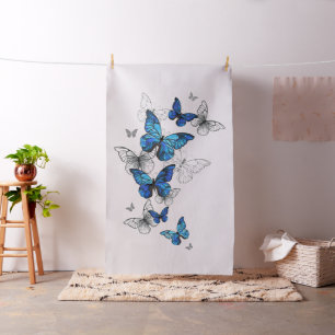 Tissu Papillons volants bleus Morpho