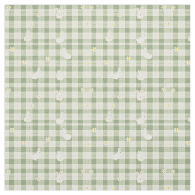 Tissu Pâques Rabbit Poulet Vert Plaid Motif (Échantillon)