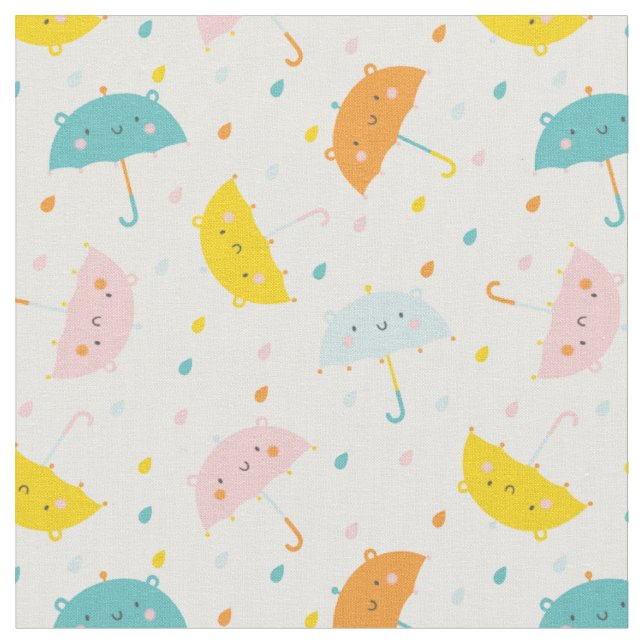 Tissu Parapluies mignonnes et gouttes-à-gouttes (Fermer)