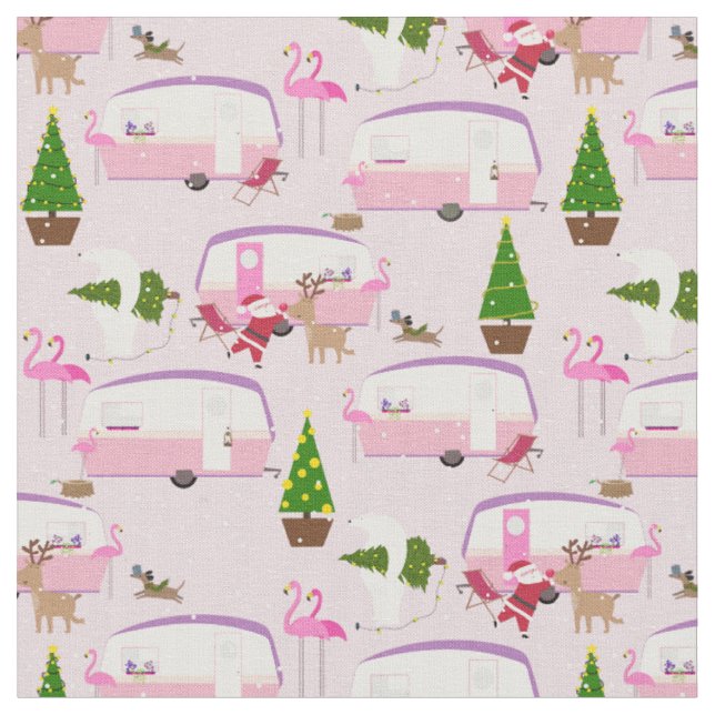 Tissu parc de remorques flamingo père Noël (Fermer)