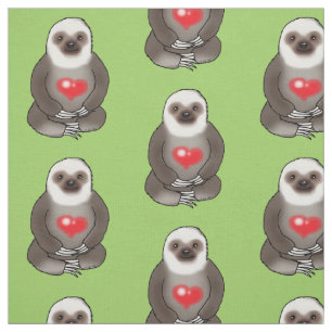 Tissu paresse mignonne avec le coeur rouge
