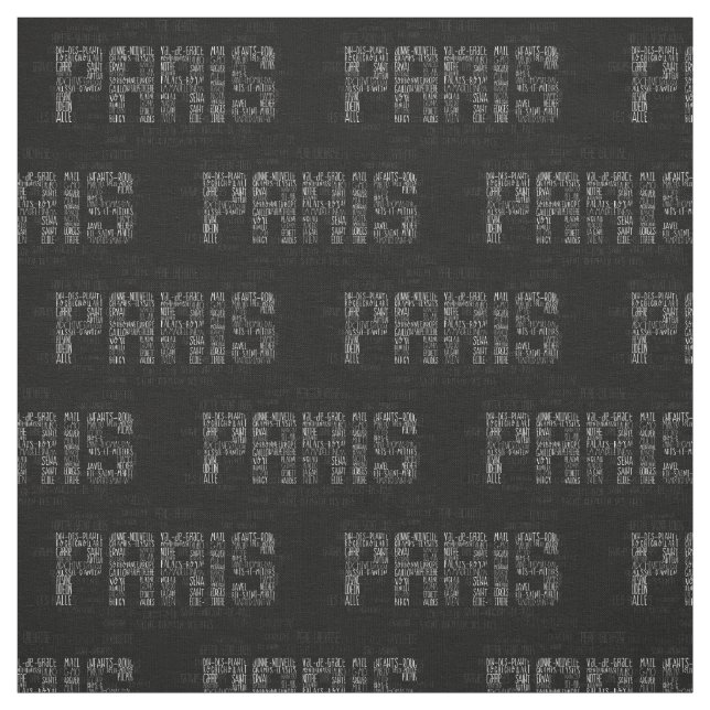 Tissu Paris Quartiers Typographique Word Art (Échantillon)