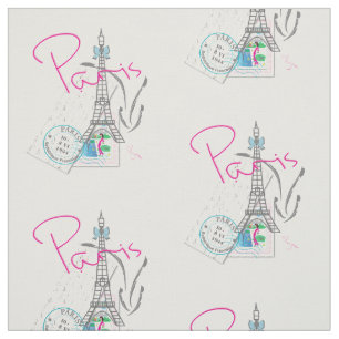 Tissu Paris, Tour Eiffel, Lettre, Motif Timbre,