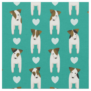 Tissu Parson Jack Russell chiens w coeurs N'IMPORTE QUEL