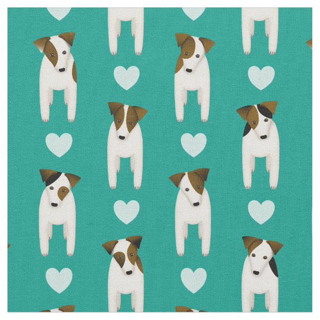 Tissu Parson Jack Russell chiens w coeurs N'IMPORTE QUEL (Fermer)