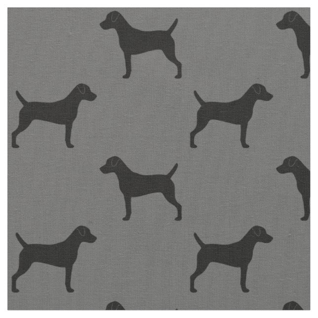 Tissu Parson Russell Terrier Silhouettes Gris et Noir (Fermer)