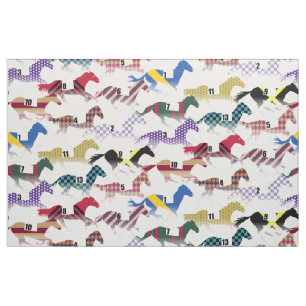 Tissu Partez pour les courses de chevaux Jockey Motif en