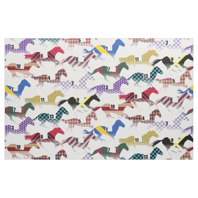 Tissu Partez pour les courses de chevaux Jockey Motif en (Fat Quarter)