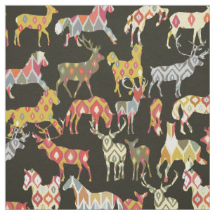 Tissu partie d'ikat de cheval de cerfs communs