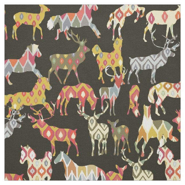 Tissu partie d'ikat de cheval de cerfs communs (Échantillon)