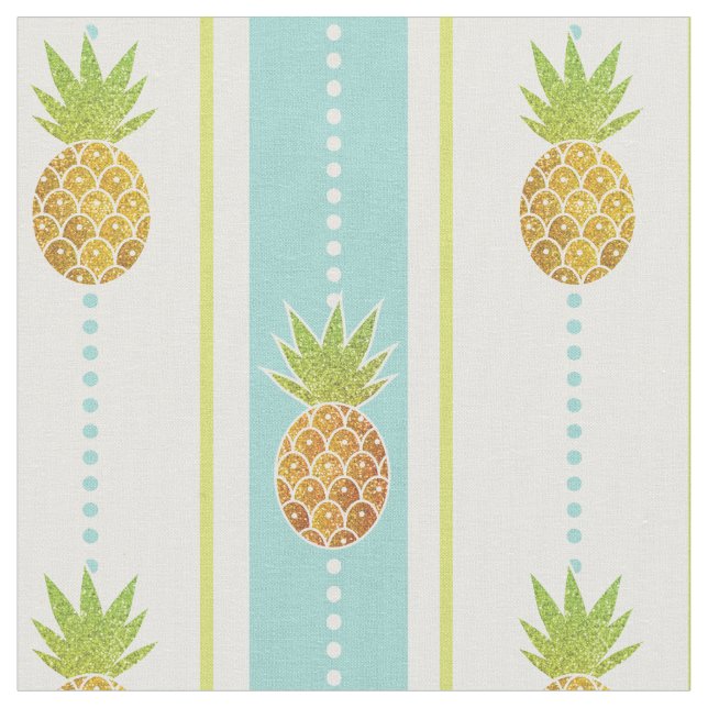 Tissu Parties scintillant Ananas tropical avec rayures e (Fermer)
