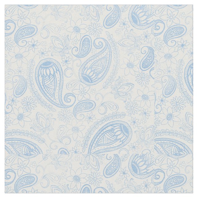 Tissu Parties scintillant bleue classique Paisley Motif  (Fermer)