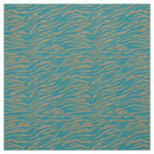 Tissu Parties scintillant d'or Zebra sur Turquoise