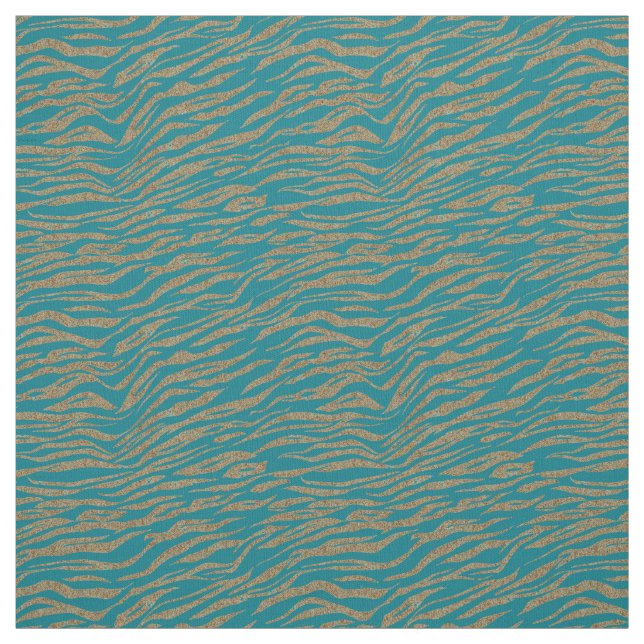Tissu Parties scintillant d'or Zebra sur Turquoise (Échantillon)