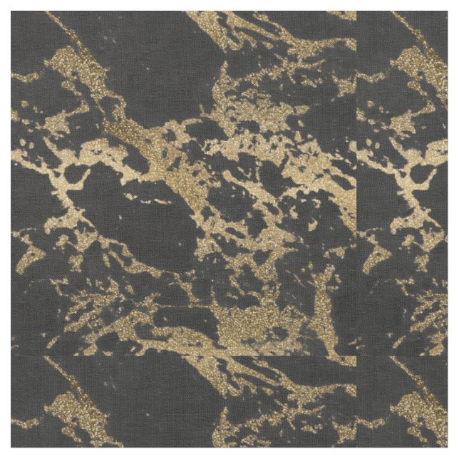 Tissu Parties scintillant dorée moderne Marbre noir (Fermer)