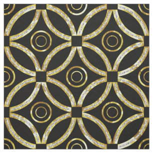 Tissu Parties scintillant moderne Gold & White Faux Moti