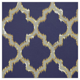 Tissu Parties scintillant Or Faux Quatrefoil Ikat avec d