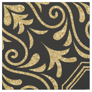 Tissu Parties scintillant Or Marocain Floral Motif Sur N