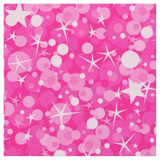 Tissu Parties scintillant Rose Avec Cercles Blancs Et Ét (Fermer)