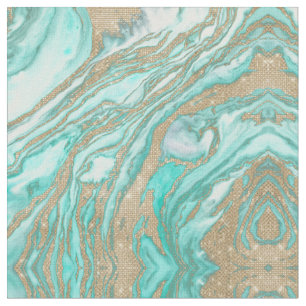 Tissu Parties scintillant Séquin Or Marbre Turquoise Smo