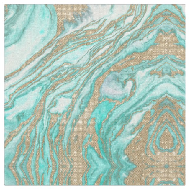 Tissu Parties scintillant Séquin Or Marbre Turquoise Smo (Fermer)