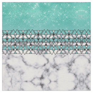 Tissu Parties scintillant Turquoise moderne marbre géomé