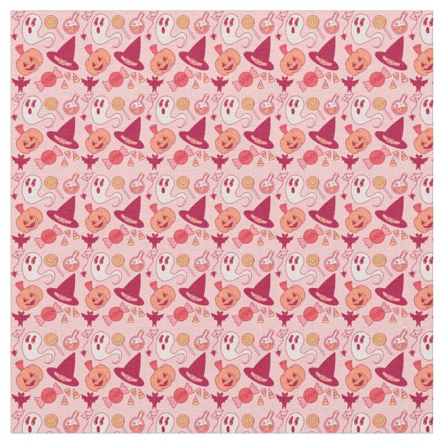 Tissu Pas si effrayant Halloween rose fantômes mignons e (Fermer)