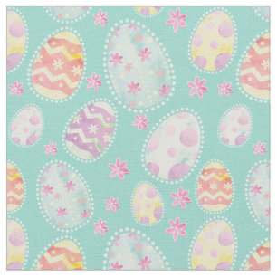 Tissu Pastel Aquarelle Peint Oeuf de Pâques Motif