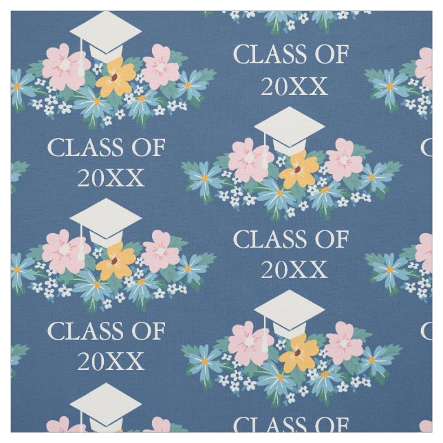 Tissu Pastel Flowers Blue Graduation Classe de Motif (Échantillon)