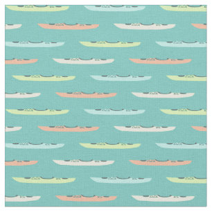 Tissu Pastel Kayaks sur le thème du kayak Turquoise