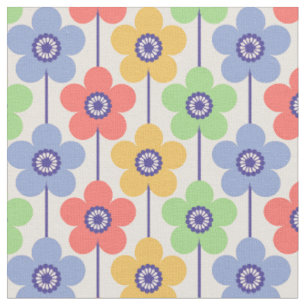 Tissu Pastel Rainbow Butcup Motif de fleurs géométriques