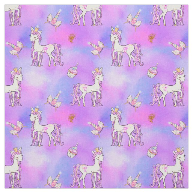 Tissu Pastel Rainbow et Pretty Unicornes (Échantillon)