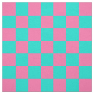 Tissu Pastel Turquoise Bleu Vert Et Rose Checker