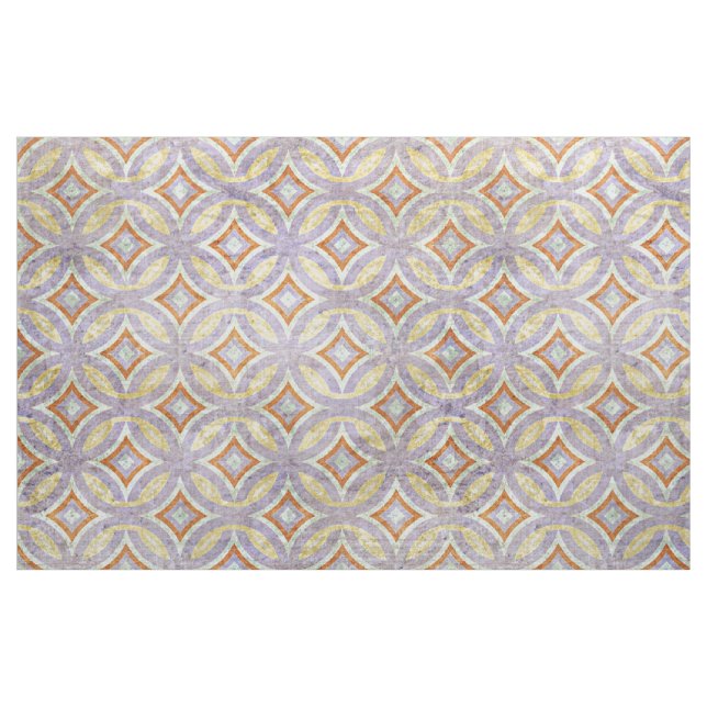 Tissu Pastel Violet Violet Orange Cercles Mosaïque Motif (Fat Quarter)