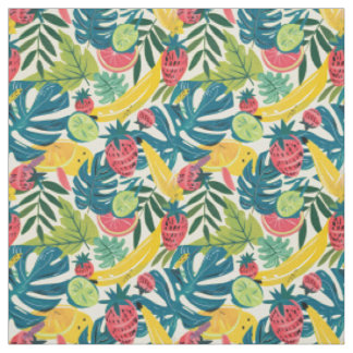 Tissu Pastèque mignonne, fraise et motif sans couture de