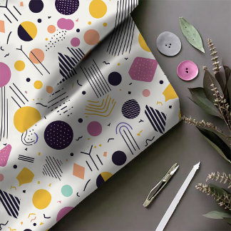 Tissu Pat Abstrait géométrique rétro n° 8 Magenta ID1067