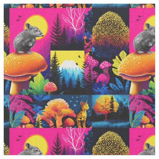 Tissu Patchwork de la forêt fantaisiste (Fermer)