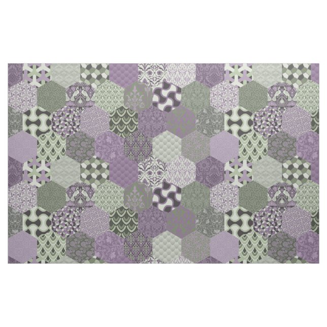Tissu Patchwork Hexagons Lavender et Sage (Fat Quarter)