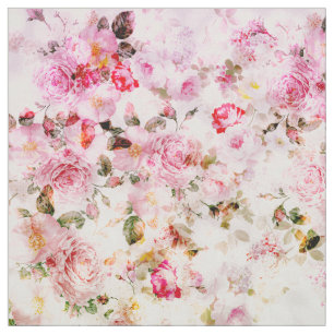 Tissu Pâte rose vintage aquarelle motif floral