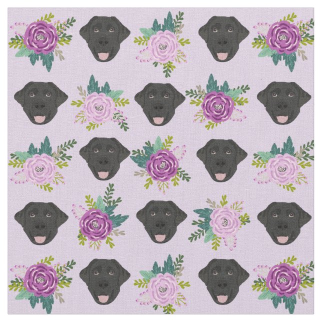 Tissu Pâtelette de lavande du Labrador noir (Fermer)