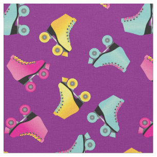Tissu Patinage à roulettes patinoire Rétro Purple