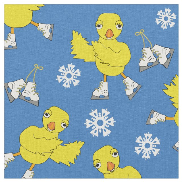 Tissu Patinage sur glace Chick Snowflake Motif (Fermer)