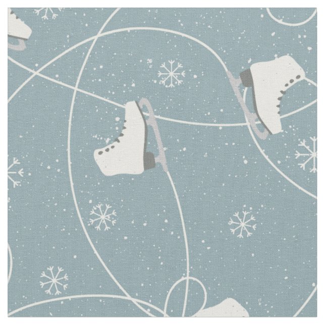Tissu Patins à glace Snowflakes Ice Trails Blue Grey (Fermer)