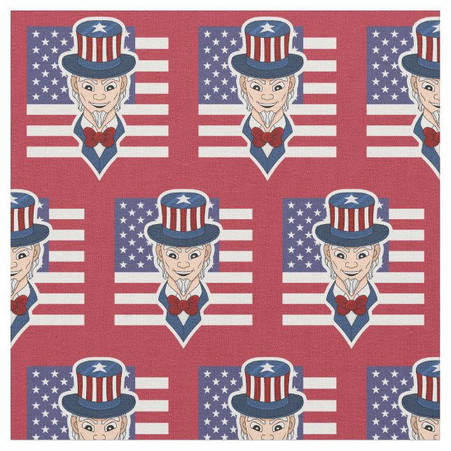 Tissu patriotique avec dessin animé d'oncle Sam (Fermer)