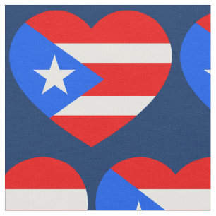 Tissu Patriotique Porto Rico Drapeau Amour Coeur Motif