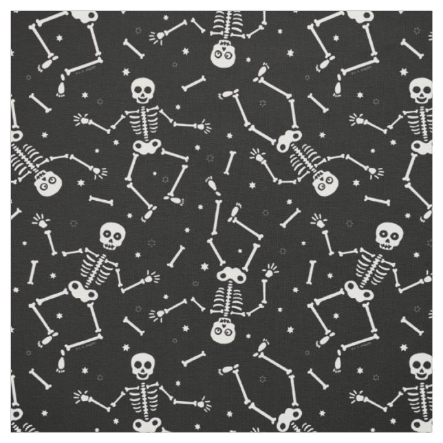 Tissu Patron de squelette d'Halloween (Échantillon)