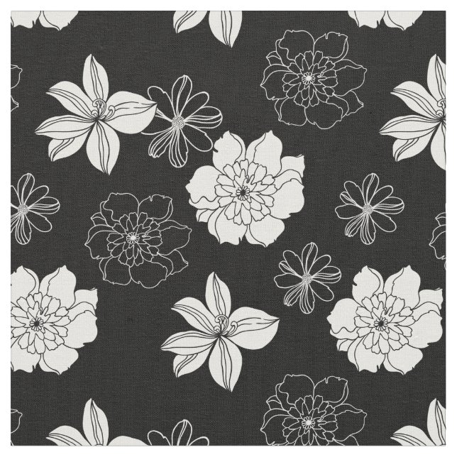 Tissu Patters de Black & White Floral (Fermer)