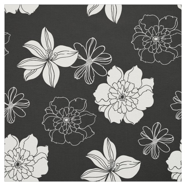 Tissu Patters de Black & White Floral (Échantillon)